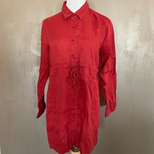 J. Jill 100% Red Tunic Button Down Dress